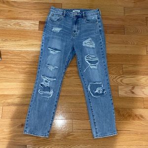 Pacsun size 28 distressed mom jean light blue